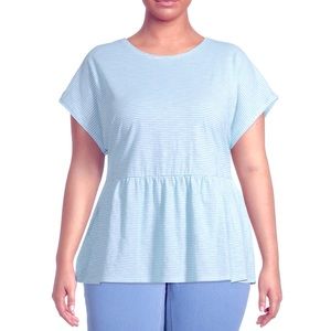 Plus size Peplum striped Top